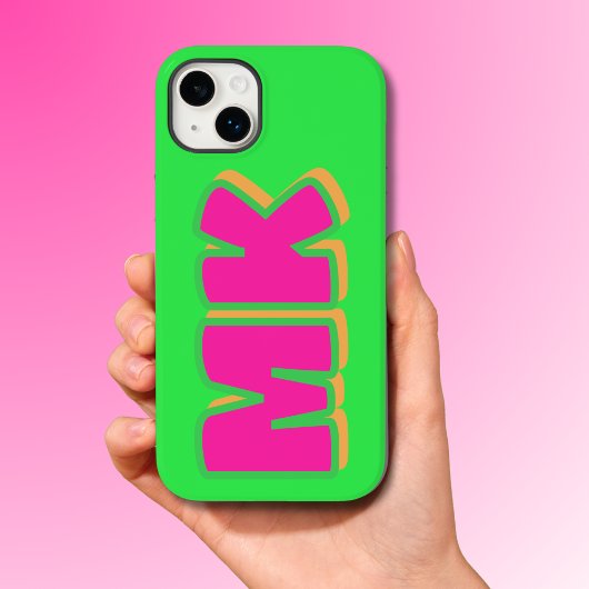 カスタム名門私立校風の緑モノグラムドロップシャドウ Case-Mate iPhoneケース