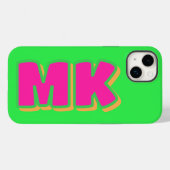 カスタム名門私立校風の緑モノグラムドロップシャドウ Case-Mate iPhoneケース (裏面 (横))