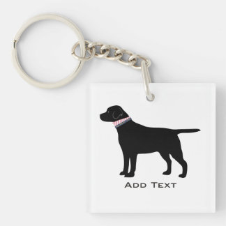カスタム名門私立校風のBlack Dog Labシルエット キーホルダー