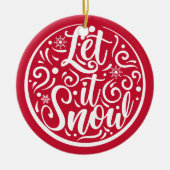 カスタム名雪クリスマスレッド セラミックオーナメント (正面)