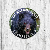 カスタム名黒パーソナライズされた熊写真 ダーツボード