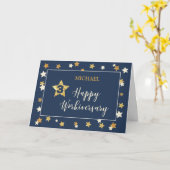 カスタム名 サードスタッフ 就職記念日 ネイビー ゴールド カード (黄色い花)