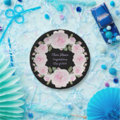 カスタム名, ピンクのバラの紙皿 ベビーシャワー ペーパープレート (パーティー)