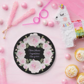 カスタム名, ピンクのバラの紙皿 ベビーシャワー ペーパープレート (パーティー)