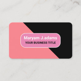 カスタム名 – ブラックモダン&赤面ピンク 名刺