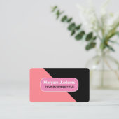 カスタム名 – ブラックモダン&赤面ピンク 名刺 (スタンド正面)
