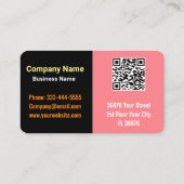 カスタム名 – ブラックモダン&赤面ピンク 名刺 (裏面)