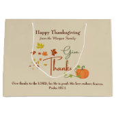 カスタム名 感謝祭聖書の一節 | 幸せな感謝祭 ラージペーパーバッグ (正面)