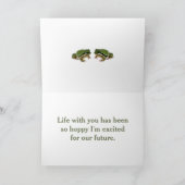 カスタム周年記念フロッグカップル水リリーおもしろい カード (内部)