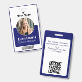 カスタム員 | 写真、役職、QR、名前 バッジ (正面＆裏面)