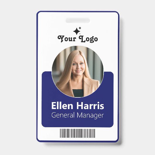 カスタム員 | 写真、役職、QR、名前 バッジ (正面)