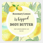 カスタム商品の水彩レモンステッカー スクエアシール (正面)