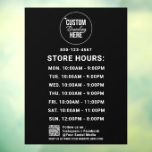 カスタム営業時間ホワイトロゴ文字ブラックバック ウィンドウサイン (シート3)