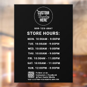カスタム営業時間 白ロゴ テキスト黒バック ウィンドウサイン (シート2)