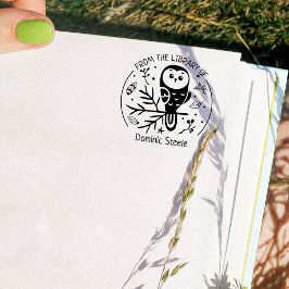 カスタム図書室からのかわいいフクロウ本 ラバースタンプ