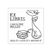 カスタム図書室のキュートな猫 ラバースタンプ (インプリント)