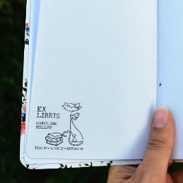 カスタム図書室のキュートな猫 ラバースタンプ