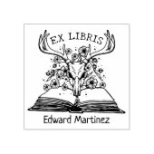 カスタム図書室より鹿スカル書 ラバースタンプ (インプリント)