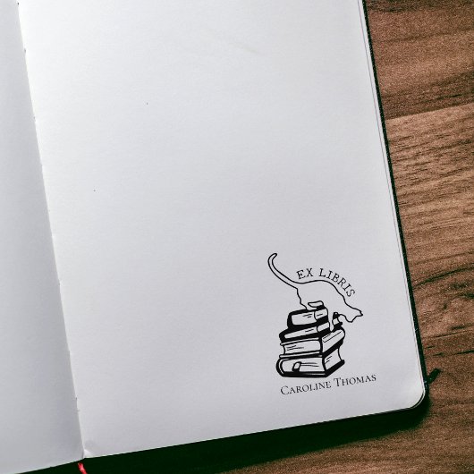 カスタム図書室可愛い猫ブック ラバースタンプ