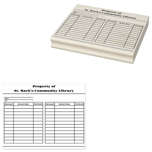 カスタム図書館借り手記録蔵書票 ラバースタンプ (押印)