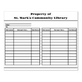 カスタム図書館借り手記録蔵書票 ラバースタンプ (インプリント)