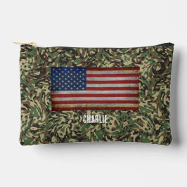 カスタム国旗の緑のパーソナライズされた名前 アクセサリーポーチ