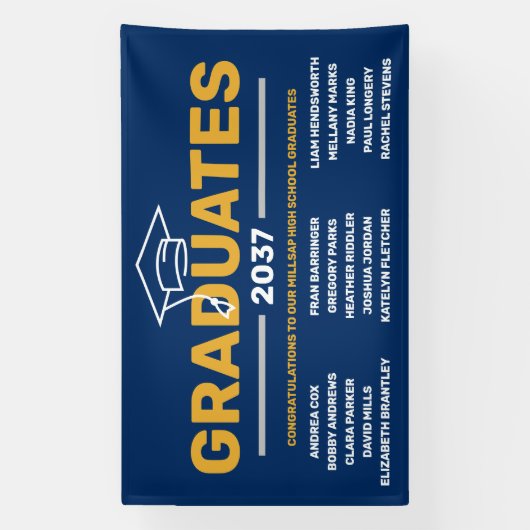 カスタム地区の卒業旗 横断幕 (縦)