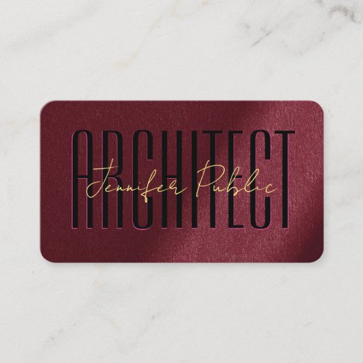カスタム型付き金ゴールド文字スクリプトLuxury Architect 名刺 (正面)