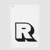 カスタム基本黒一文字 ゴルフタオル (正面)