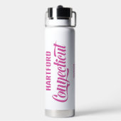 カスタム場所と名前 コネチカット ウォーターボトル (背面)