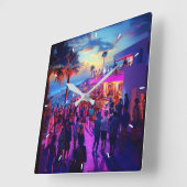 カスタム壁時計の追加あなた自身の写真テンプレート スクエア壁時計 (傾斜)