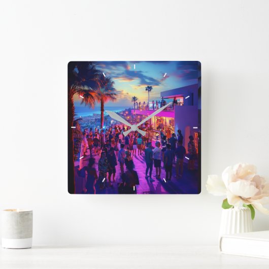 カスタム壁時計の追加あなた自身の写真テンプレート スクエア壁時計 (ホーム)