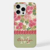 カスタム夏の水彩バラ花アートパターン iPhoneケース (裏面)