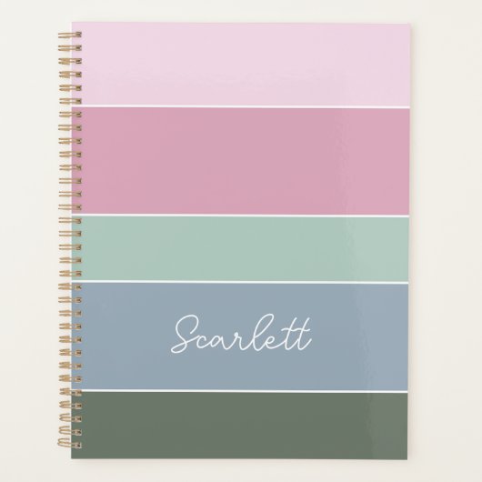 カスタム夏の色のブロックストライプ プランナー手帳 (正面)