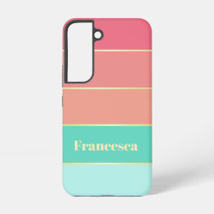 カスタム夏の色のブロックストライプ SAMSUNG GALAXY S22ケース