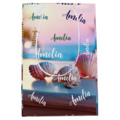 カスタム夏ビーチエレガント ミディアムペーパーバッグ (正面)