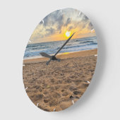 カスタム夕日の写真パーソナライズされた壁時計 ラージ壁時計 (傾斜)