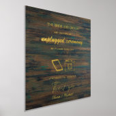 カスタム外結婚式サイン木材金ゴールド 箔ポスター (レイダウン)