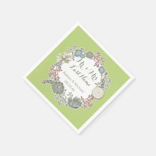 カスタム多肉リースの結婚紙ナプキンス スタンダードカクテルナプキン (角)