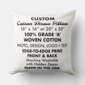 カスタム大パーソナライズされた綿装飾用クッション20インチ クッション (正面)