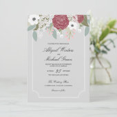 カスタム大フローラ-ブルゴーニュ-結婚式招待状 招待状 (スタンド正面)