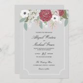 カスタム大フローラ-ブルゴーニュ-結婚式招待状 招待状 (正面/裏面)