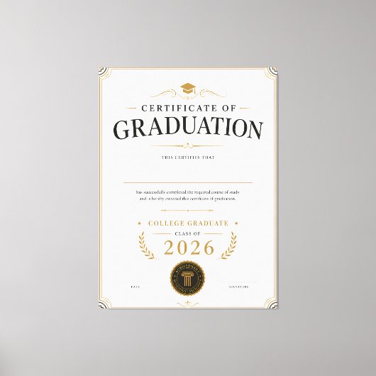 カスタム大学卒業証書 2026 キャンバスプリント (正面)