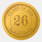カスタム大学 2026年卒 ゴールド卒業 ラウンドシール (正面)