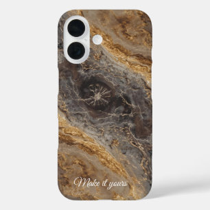 カスタム大理石の名前の電話ケース – エレガント Stone Art iPhone 16ケース