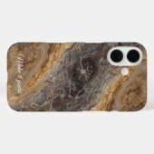 カスタム大理石の名前の電話ケース – エレガント Stone Art Case-Mate iPhoneケース (裏面 (横))