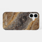 カスタム大理石の名前の電話ケース – エレガント Stone Art iPhone 16ケース (裏面横)