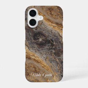 カスタム大理石の名前の電話ケース – エレガント Stone Art iPhone 16ケース
