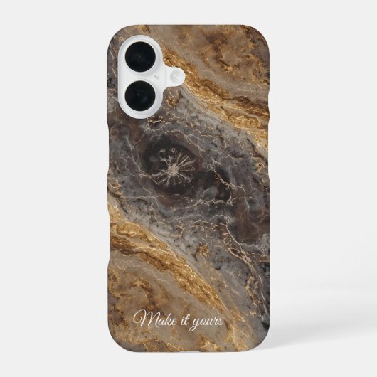 カスタム大理石の名前の電話ケース – エレガント Stone Art iPhone 16ケース (裏面)