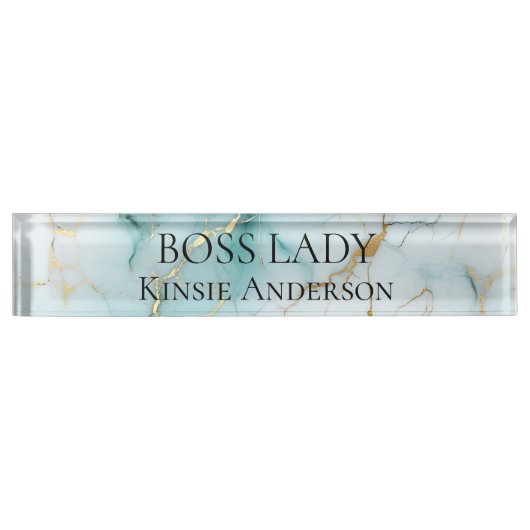 カスタム大理石エレガントボスレディ デスクネームプレート (正面)